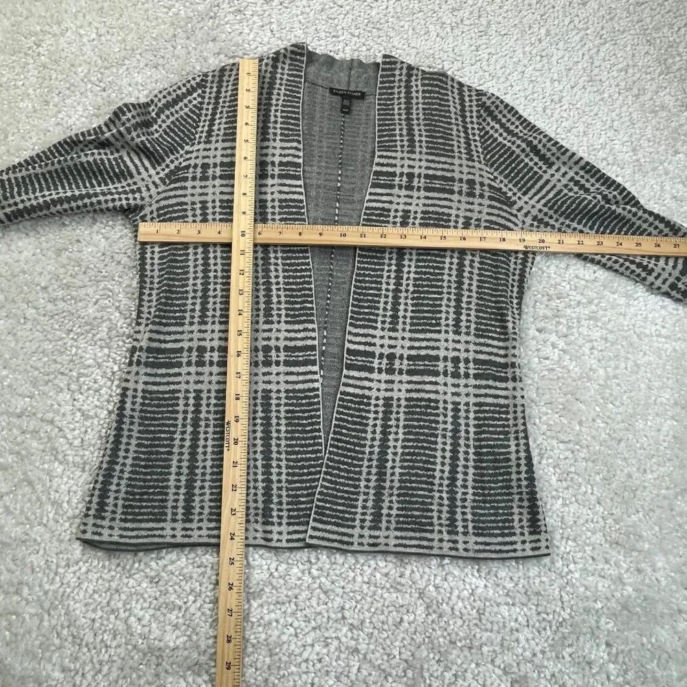 Eileen Fisher Tencel Merino Wool Blend Cardigan Sweater Gray